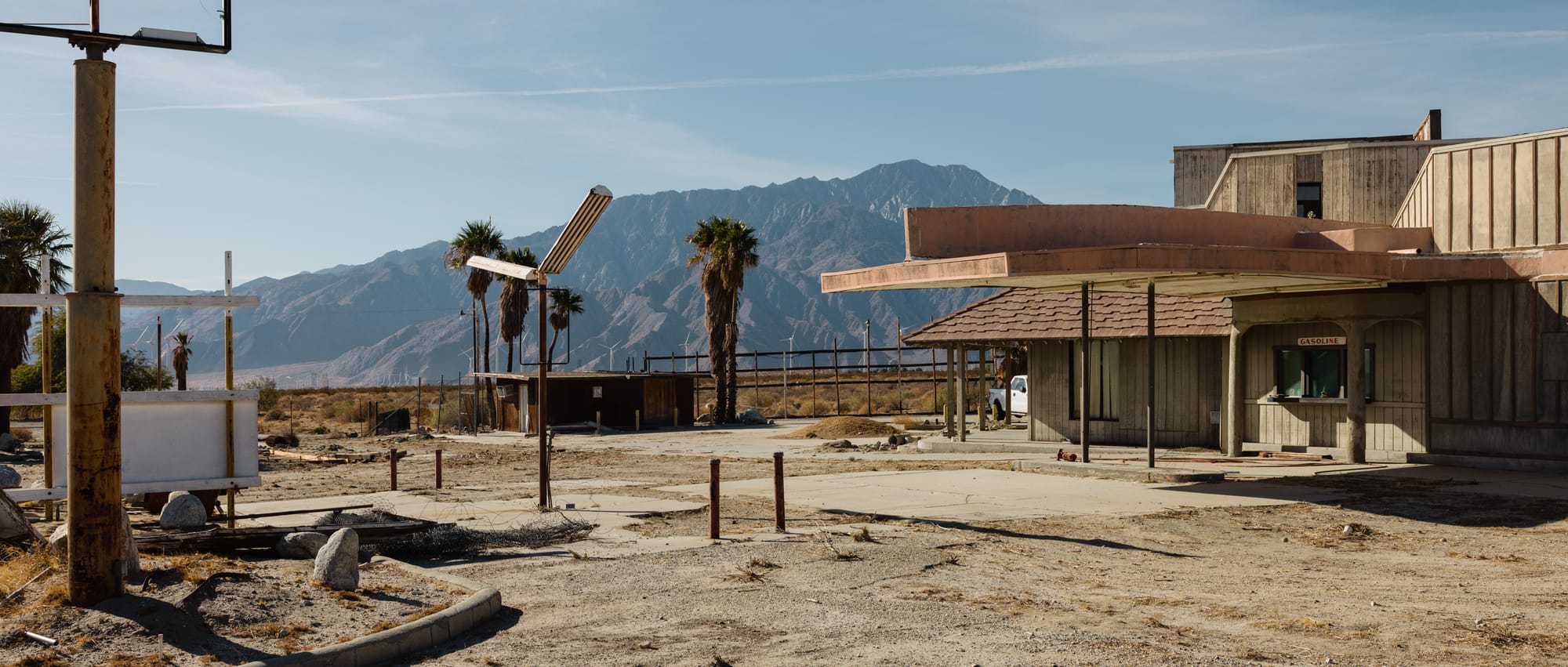 A photo of an abandoned service center from my Canon R5 cropped to 2.35:1, a classic cinema aspect ratio