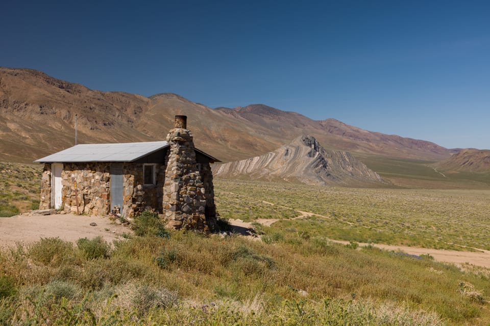 Striped Butte behind Geologist Cabin in Death Valley, California